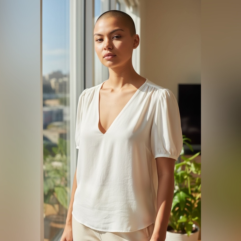 Joie 100% Silk Cream Short Sleeve Blouse Shirt